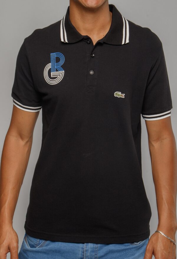Polo Lacoste Striped Roland Garros - Preta