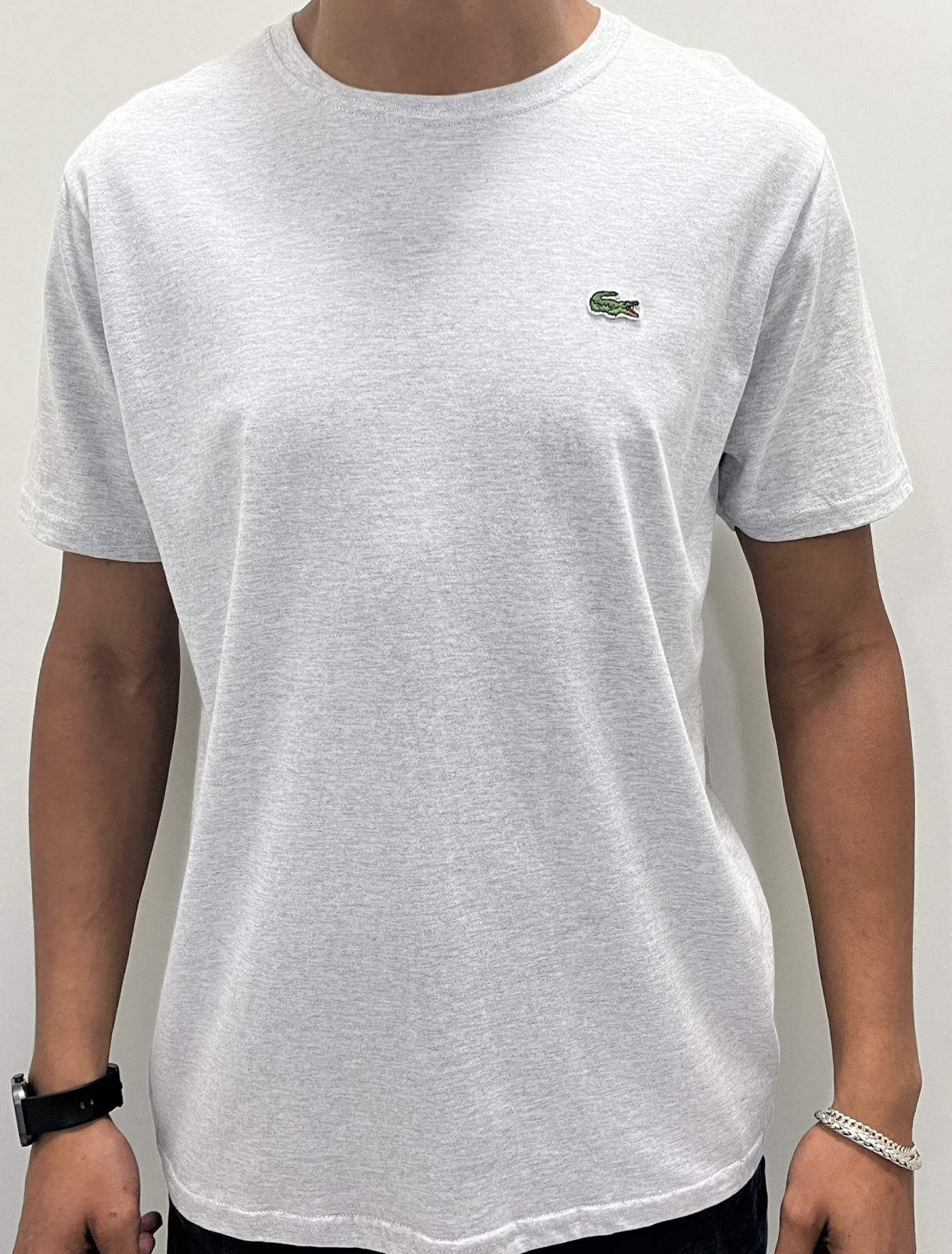 Camiseta Lacoste Bordado Mescla Claro