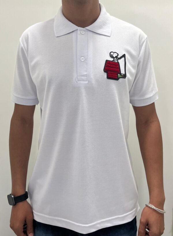 Polo Lacoste Edição Snoopy Bordado Branca
