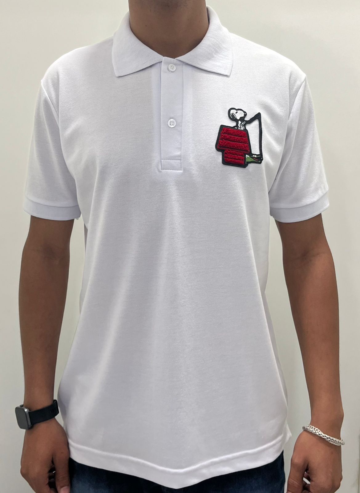 Polo Lacoste Edição Snoopy Bordado Branca