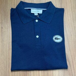 Polo Lacoste Logo Detalhada Marinho