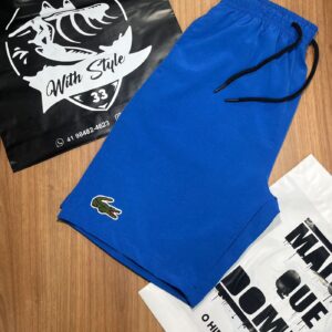 Bermuda Lacoste Bordado Azul