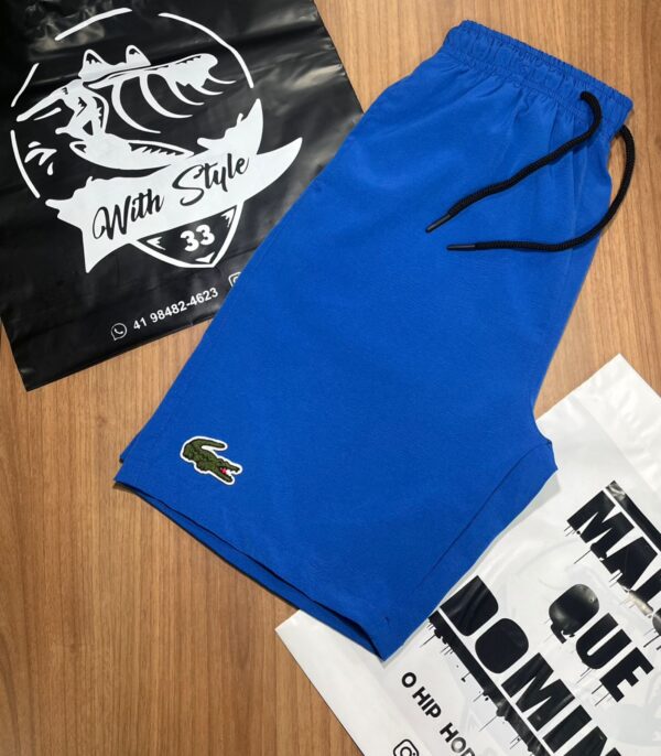 Bermuda Lacoste Bordado Azul