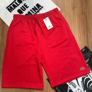Bermuda Moletom Lacoste Bordada Vermelho